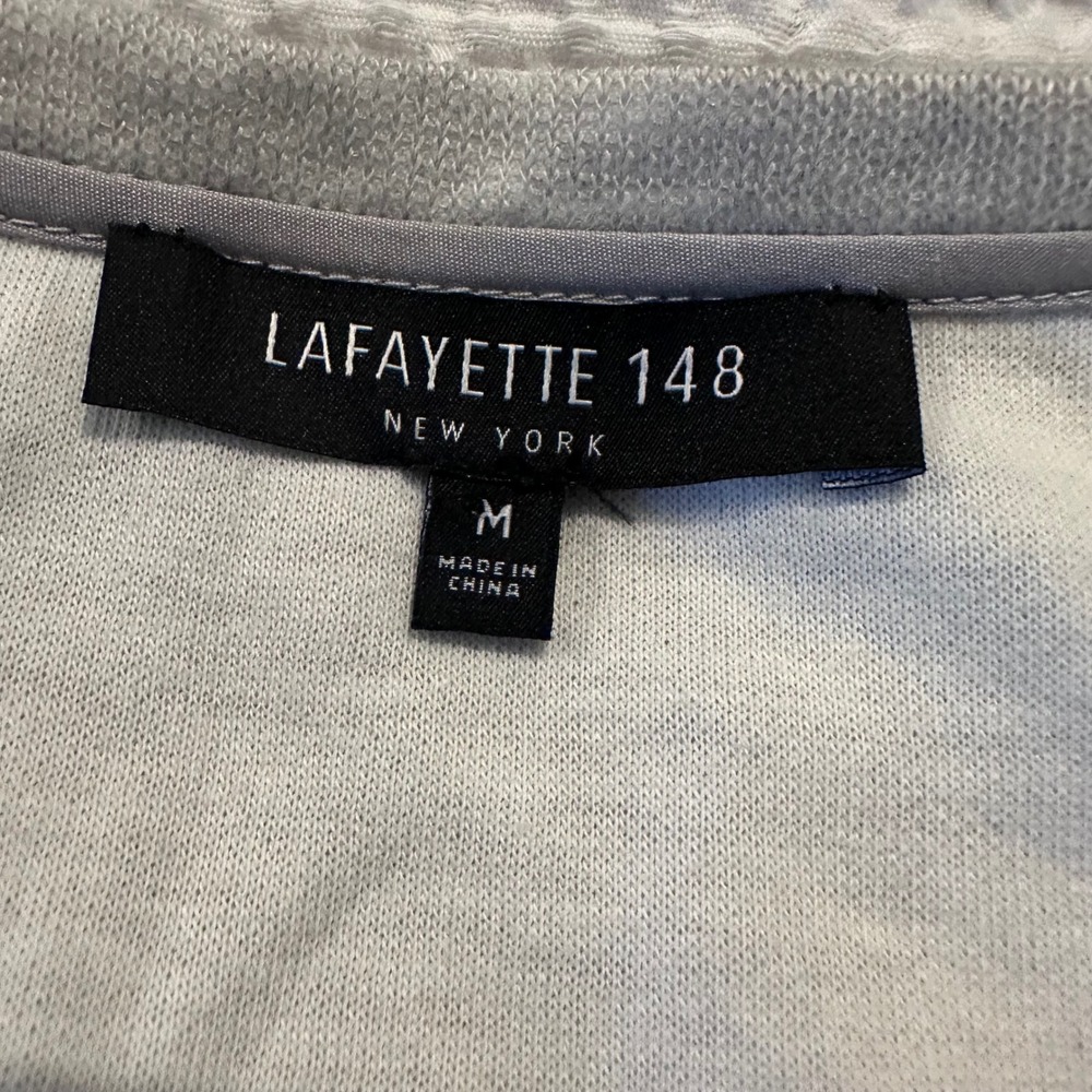 Lafayette 148 New York Grey Cotton Linen Drawstring Waist Pocket Dress Medium - Picture 7 of 11